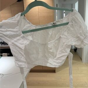 White tie back crop top